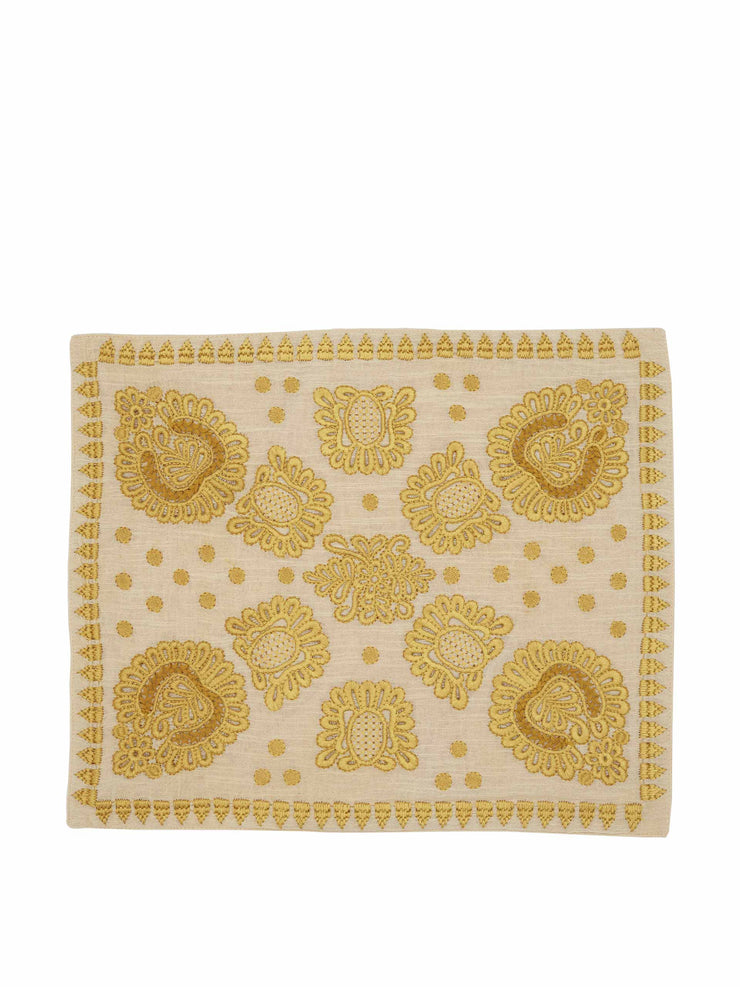 Yellow embroidered placemat