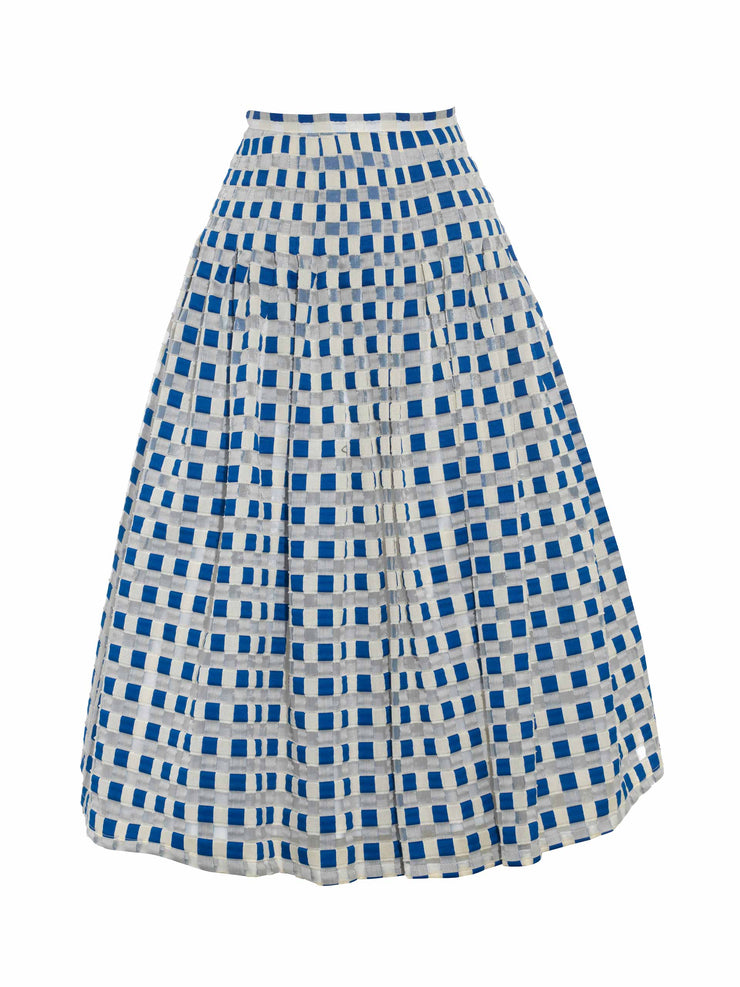Blue check organza skirt