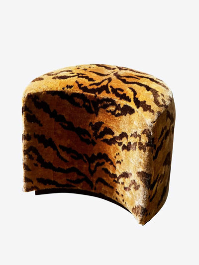 Campbell-Rey Tiger pouf with lacquered base at Collagerie