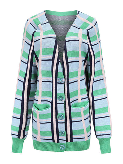 Paper London Green striped Rainbow cardigan at Collagerie