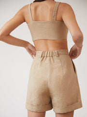 High waisted taupe clementina shorts