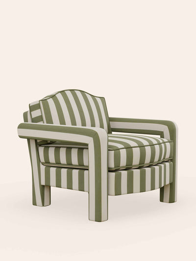 Ceraudo Green and white striped armchair at Collagerie