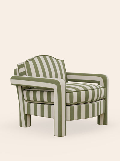 Ceraudo Green striped armchair at Collagerie