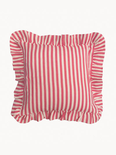 Amuse La Bouche Cherry red candy stripe cushion cover at Collagerie