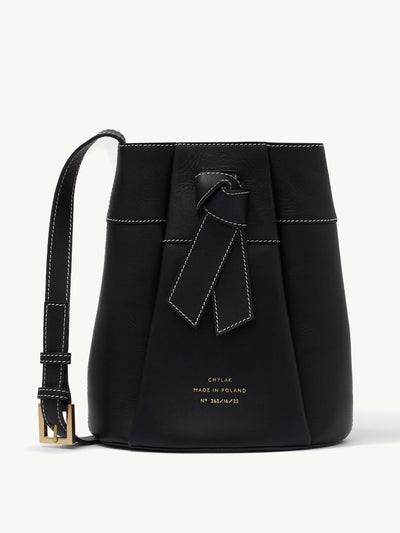 Chylak Black leather knot bucket bag at Collagerie