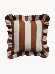 A reversible 100% linen Amuse La Bouche cushion cover individually handmade in India by skilled artisans. Collagerie.com