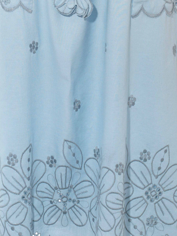 Bardot embroidered blue mini dress