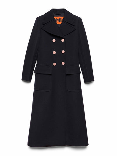 Colville Wool tailored coat with pink buttons at Collagerie