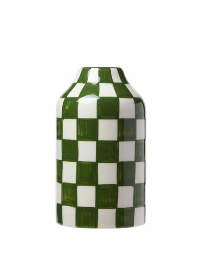 Vaisselle Green and white chequered vase at Collagerie