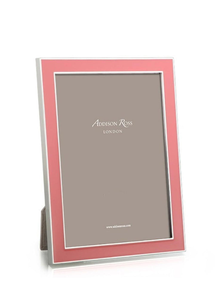 Exclusive Addison Ross coral enamel and silver frame. Silver with coral enamel, backed with light grey luxury velvet. Keep dry, clean with a duster | Collagerie.com
