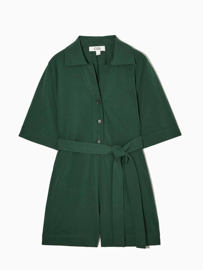 Cos Green belted playsuit at Collagerie