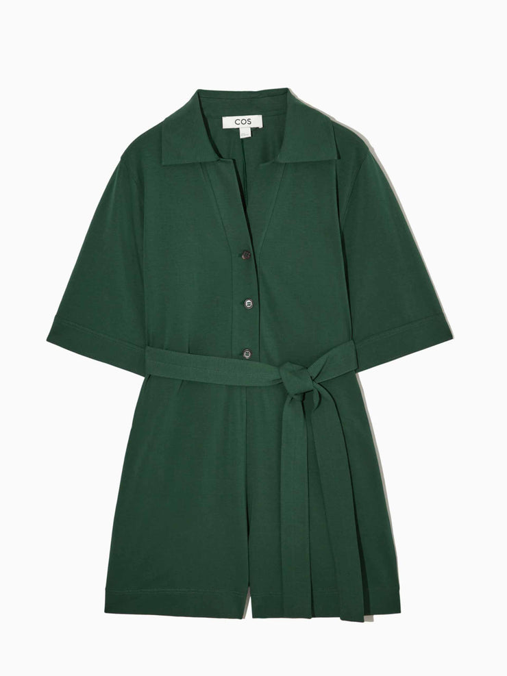 Green belted playsuit