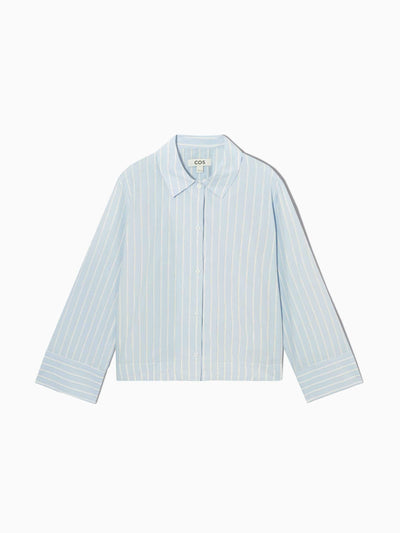 Cos Cropped striped blue shirt at Collagerie