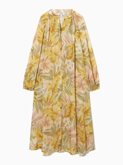 COS Yellow floral v-neck dress at Collagerie