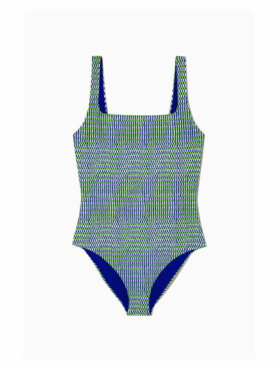 Cos Green and blue printed swimsuit at Collagerie