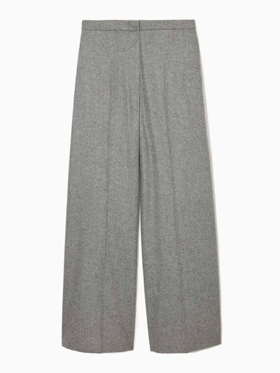 Cos Grey wide-leg wool-blend trousers at Collagerie