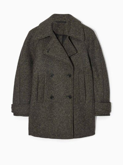 Cos Herringbone pea coat at Collagerie