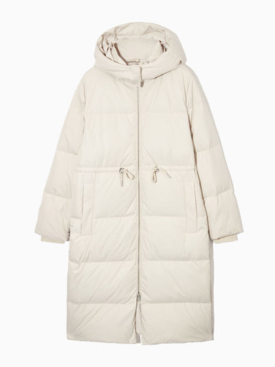 Cos White long puffer coat at Collagerie