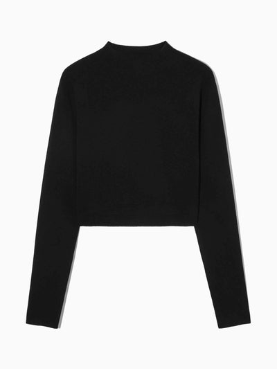 Cos Knitted cropped mock neck top at Collagerie