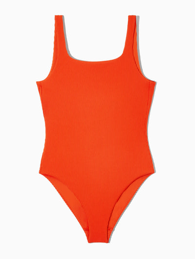 Cos Square-neck ribbed swimsuit at Collagerie