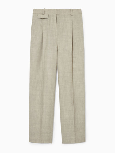 Cos Pleated wide-leg wool trousers at Collagerie