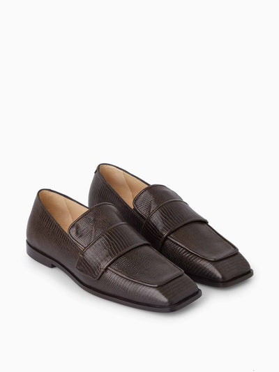 Cos Square-toe leather loafers at Collagerie