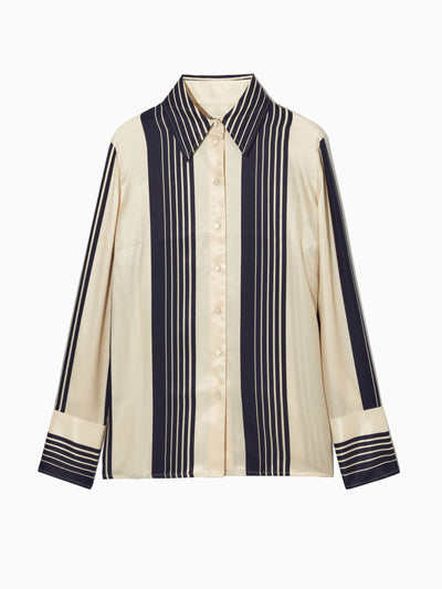 Cos Striped oversized satin shirt at Collagerie