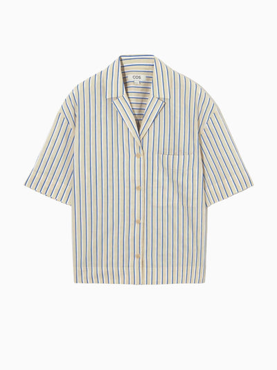 cos Striped linen short sleeve shirt at Collagerie