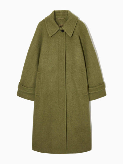 Cos Tailored herringbone wool-blend coat at Collagerie