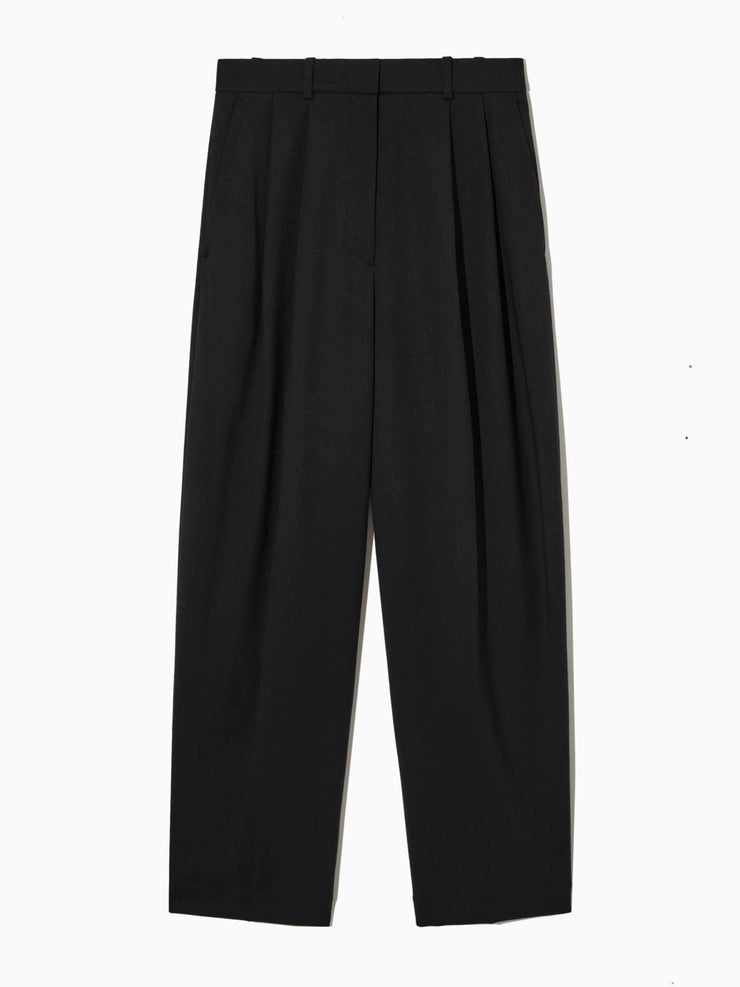 Wide-leg tailored wool trousers