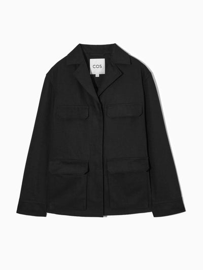 Cos Black utility jacket at Collagerie