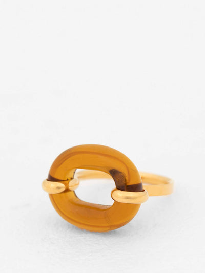 Couverture & The Garbstore Gold plated ring with glass gem at Collagerie