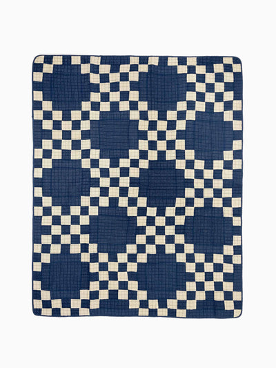Couverture & The Garbstore Patchwork quilt checked navy and ecru at Collagerie