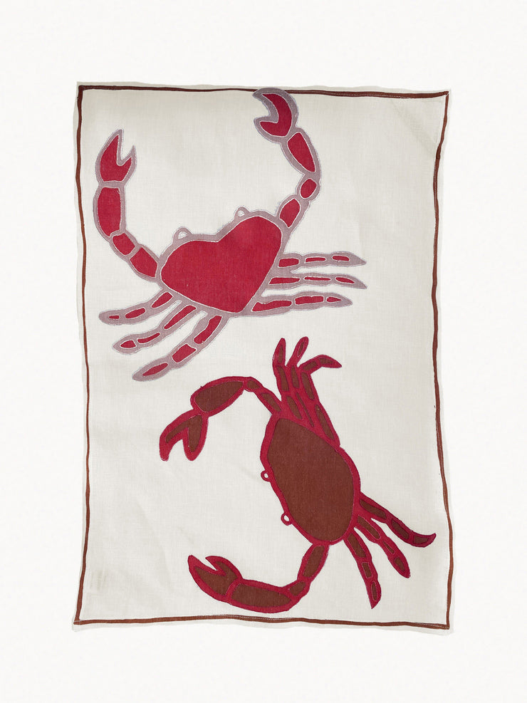 100% linen embroidered Amuse La Bouche tea towel handmade in India by skilled artisans. 50 x 70cm. Collagerie.com