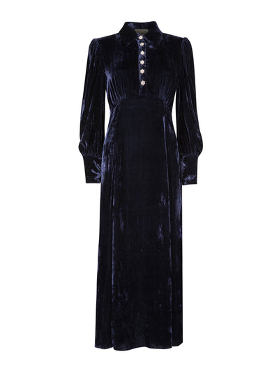 Beulah London Calla navy velvet dress at Collagerie