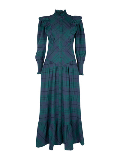 Beulah London Diana green and navy check dress at Collagerie