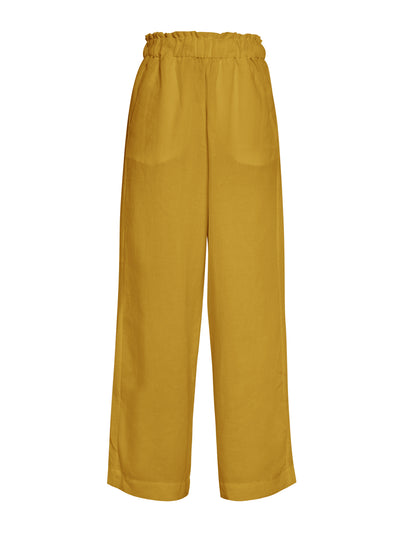 Casa Raki Natalia yellow linen wide-leg trousers at Collagerie