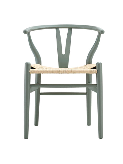 Daals Wooden chair with weaved seat pad in sage green at Collagerie