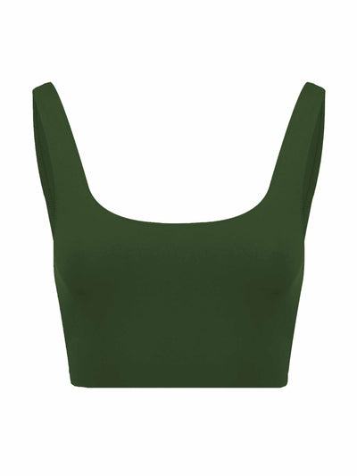 Davy J Squared neckline olive top at Collagerie