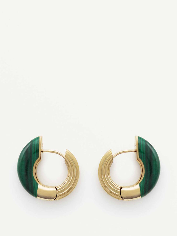 Locus Solus green and gold hoop earrings