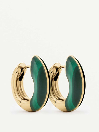 Dévé Locus Solus green and gold hoop earrings at Collagerie