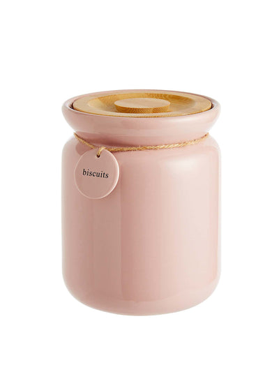 Dunelm Blush hang tag biscuit canister at Collagerie