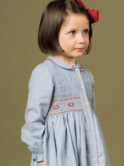 Blue mini houndstooth Aria dress for girls