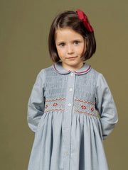 Blue mini houndstooth Aria dress for girls