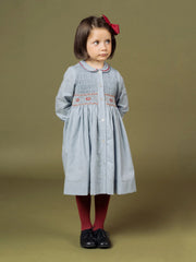 Blue mini houndstooth Aria dress for girls