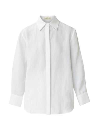 Casa Raki Laia white linen shirt at Collagerie