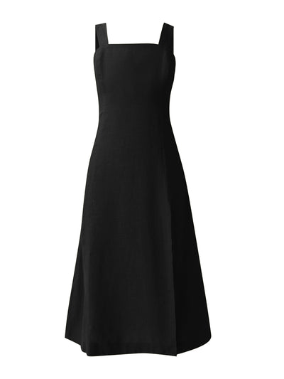 Casa Raki Teresa black linen midi dress at Collagerie