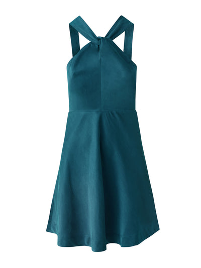 Casa Raki Gala blue linen mini halter dress at Collagerie