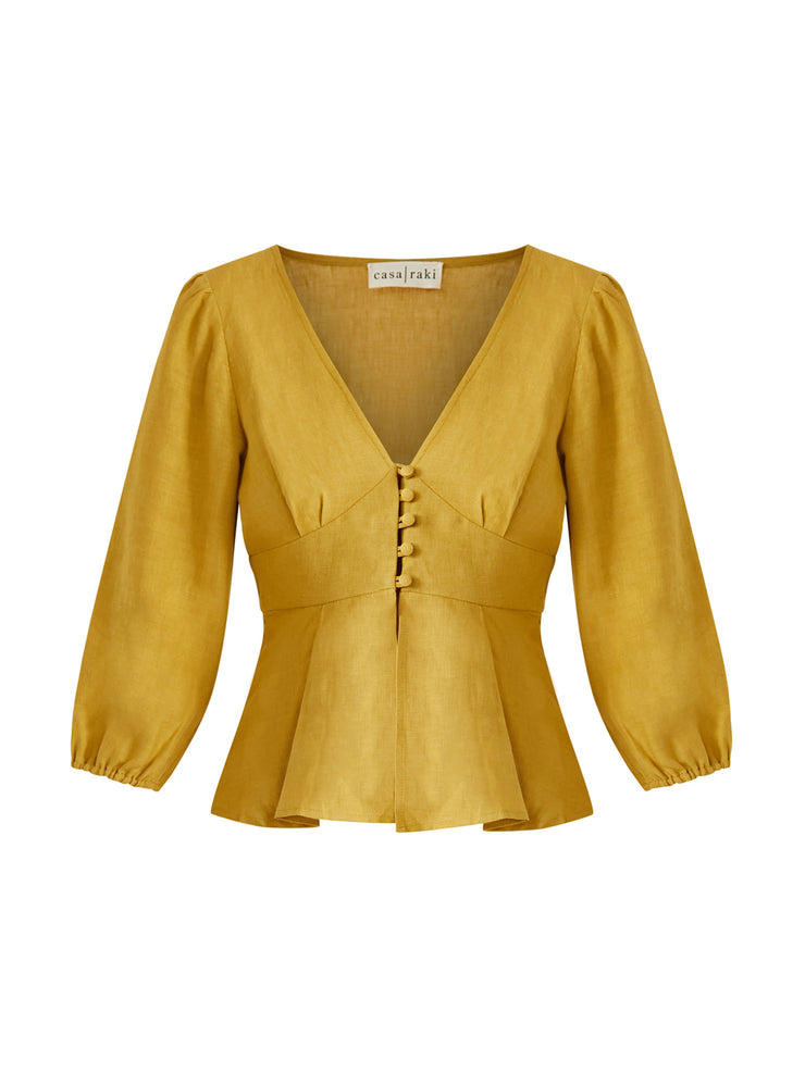Chiara yellow linen blouse