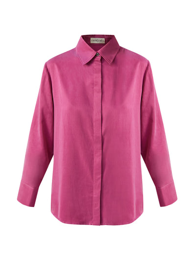 Casa Raki Laia pink silky shirt at Collagerie